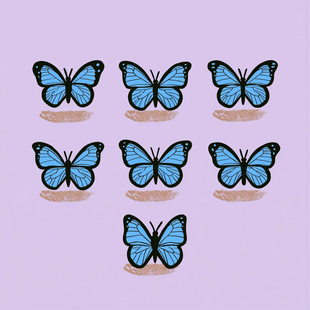 7 — seven butterflies